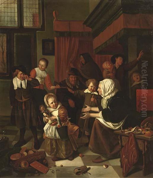 The Feast Of Saint Nicholas Oil Painting by Jan Steen