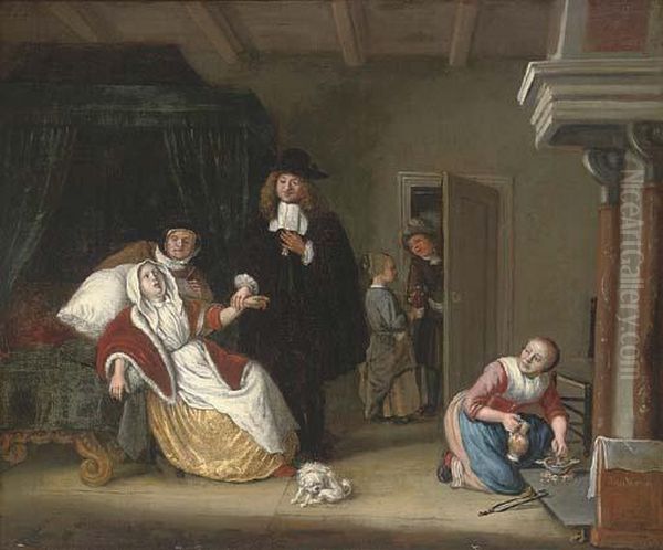 An Interior With A Doctor Visiting A Lady Oil Painting by Jan Steen