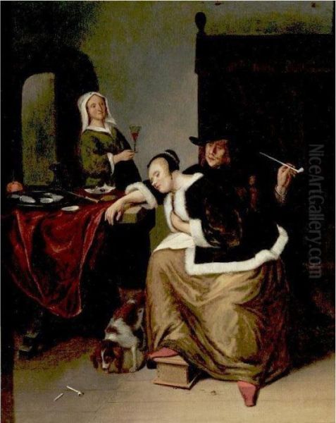 Woman Asleep At A Table Oil Painting by Jan Steen