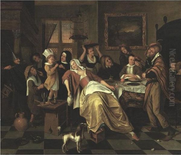 Twelfth Night Oil Painting by Jan Steen