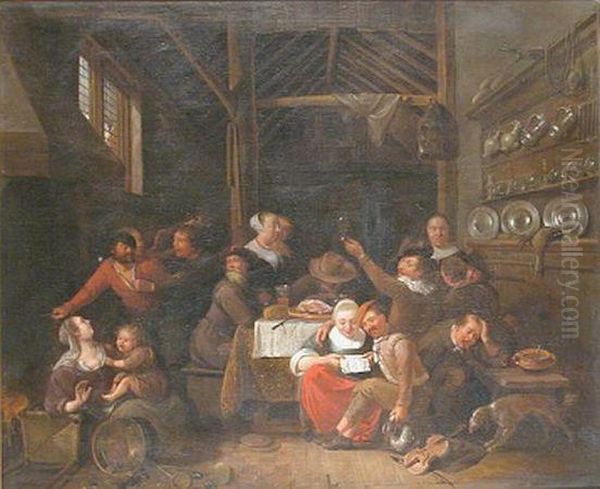 Taverninterior Oil Painting by Jan Steen