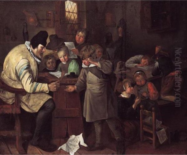 The Village School Oil Painting by Jan Steen