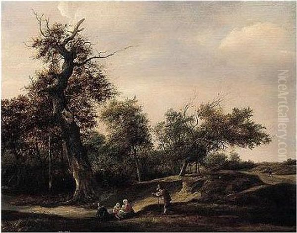 A Dune Landscape With Peasants Resting Near The Margin Of A Wood Oil Painting by Jan Steen