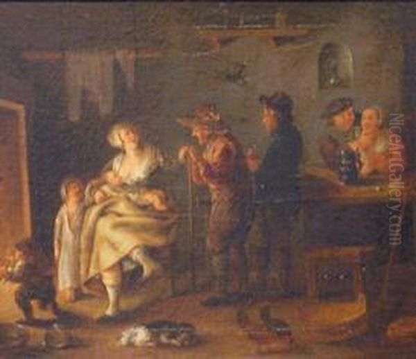 Tavern Interior Oil Painting by Jan Steen