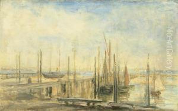 Yachts In A Basin Oil Painting by Philip Wilson Steer