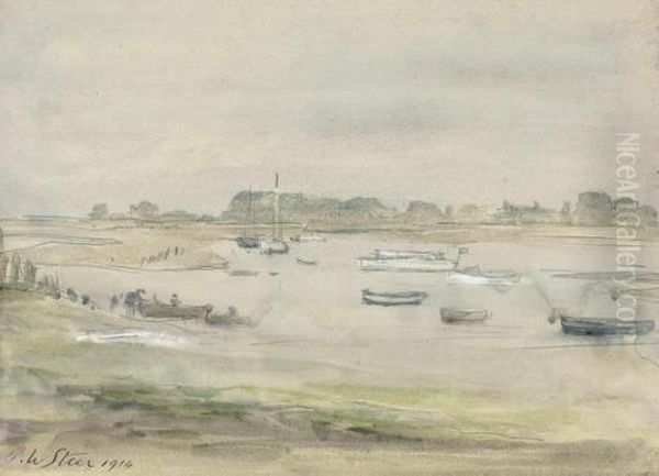 The Harbour At Bosham, Sussex; And Little Dean, Sussex Oil Painting by Philip Wilson Steer