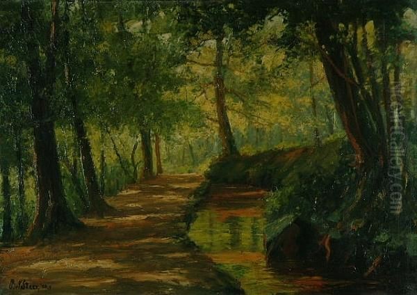 Canal And Towpath Through The Woods Oil Painting by Philip Wilson Steer