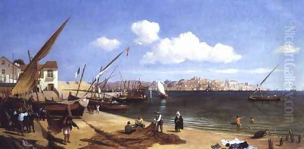 The Harbour, Lisbon Oil Painting by Charles Henry Seaforth