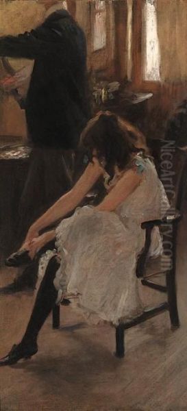 Self-portrait With Model (rose Pettigrew) Oil Painting by Philip Wilson Steer