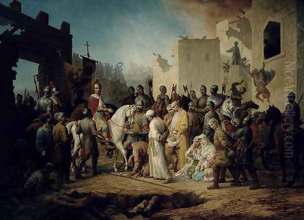 Tsar Ivan IV conquering Kazan in 1552, 1894 Oil Painting by Petr Mikhailovich Shamshin