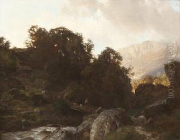 Landschaft In Der Schweiz Oil Painting by Johann Gottfried Steffan