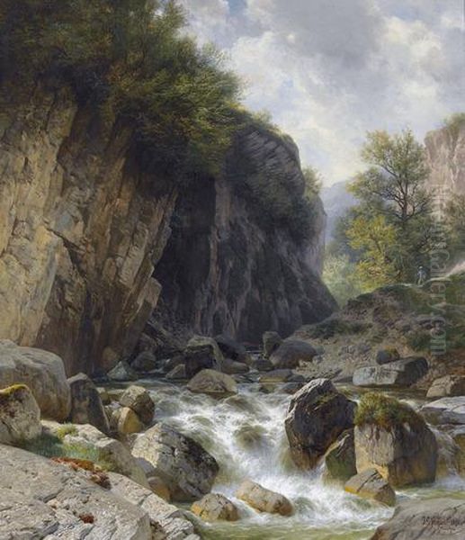 Bergbach Aus Dem Juragebiet Oil Painting by Johann Gottfried Steffan