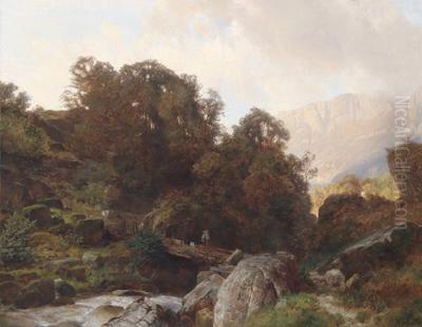 Gebirgslandschaft Oil Painting by Johann Gottfried Steffan