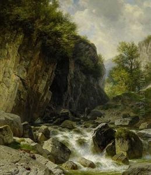 Bergbach Aus Dem Juragebiet Oil Painting by Johann Gottfried Steffan