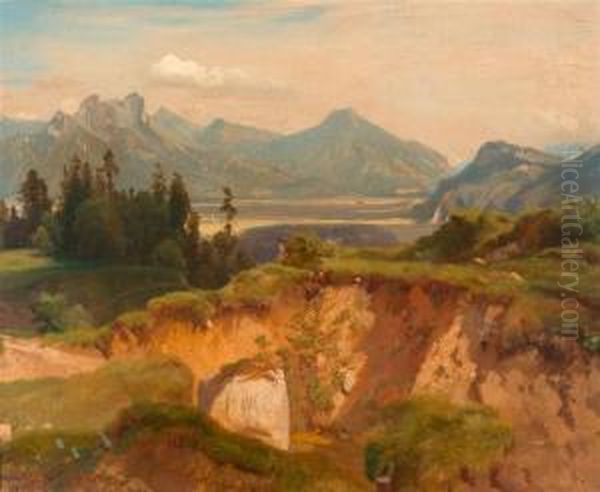 Inntal Landscape Oil Painting by Johann Gottfried Steffan