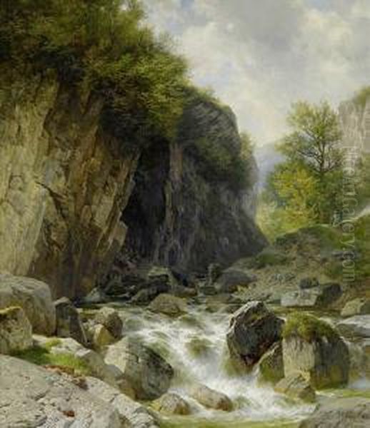 Bergbach Aus Dem Juragebiet Oil Painting by Johann Gottfried Steffan