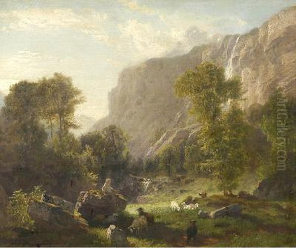 Im Lauterbrunnental Oil Painting by Johann Gottfried Steffan