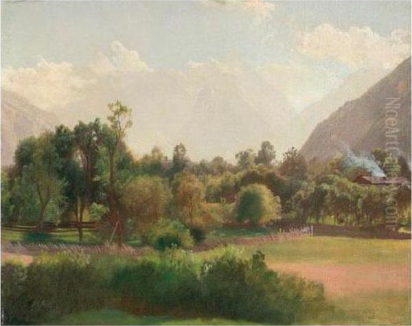 Eschenlohe Bei Murnau Oil Painting by Johann Gottfried Steffan