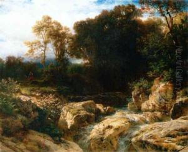 Waldlandschaft Mit Bach Oil Painting by Johann Gottfried Steffan