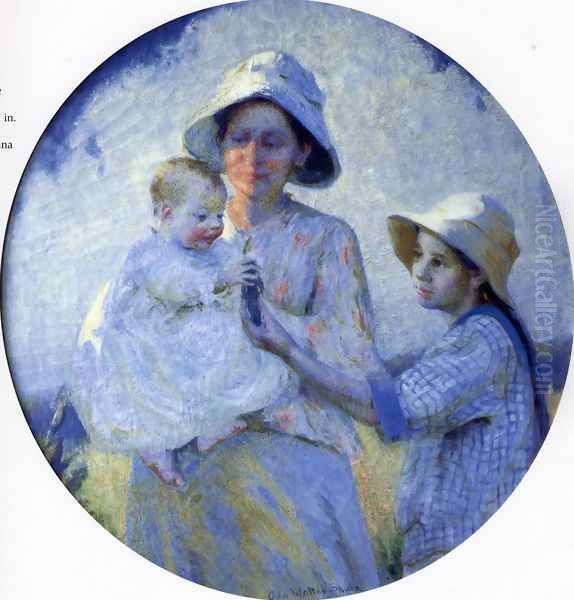 Mother and Two Children Oil Painting by Ada Walter Shulz