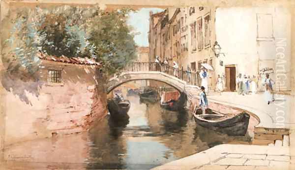 Venice Canal Scene Oil Painting by Francis Hopkinson Smith