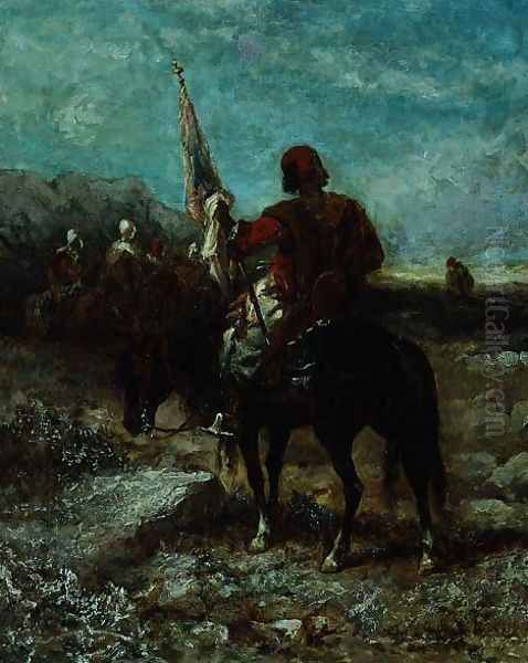 An Arab Horseman Oil Painting by Franz Schreyer