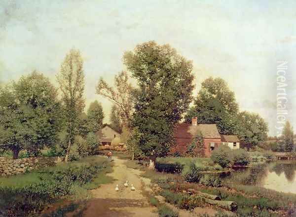 Farmhouse Beside the Mill Pond Oil Painting by Henry Pember Smith