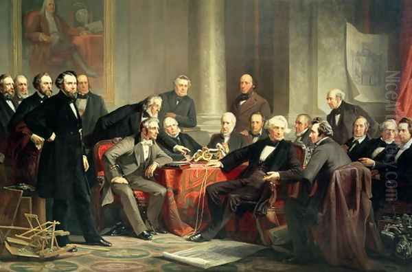 Men of Progress: group portrait of the great American inventors of the Victorian Age, 1862 Oil Painting by Christian Schussele