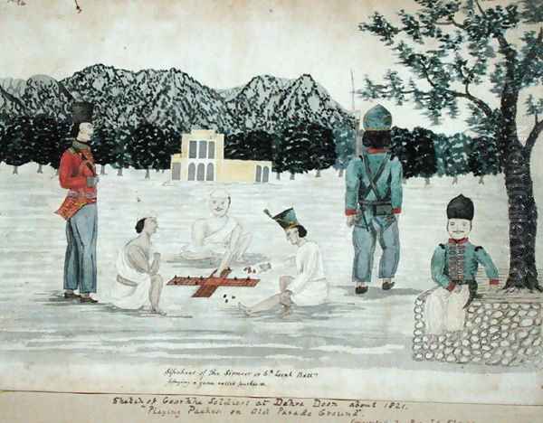 Sketch of Gurkha life at Dehra Dun, c.1821 Oil Painting by The Hon. Frederick Shore