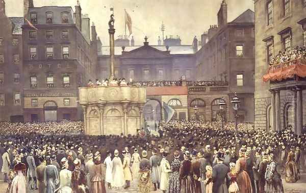 The Presentation of the Restored Market Cross, Edinburgh, to the Magistrates Council by the Right Honourable W.E. Gladstone, MP, 23rd November 1885 Oil Painting by Thomas L. Sawers