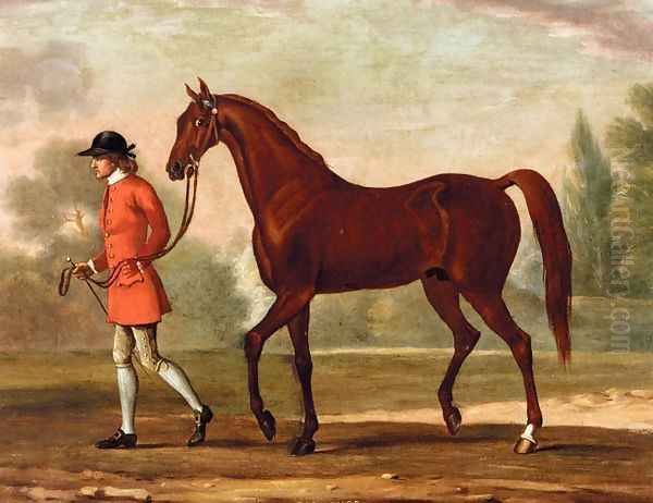 Portrait of 'Dormouse', a Bay Racehorse Led by a Jockey Oil Painting by Thomas Spencer