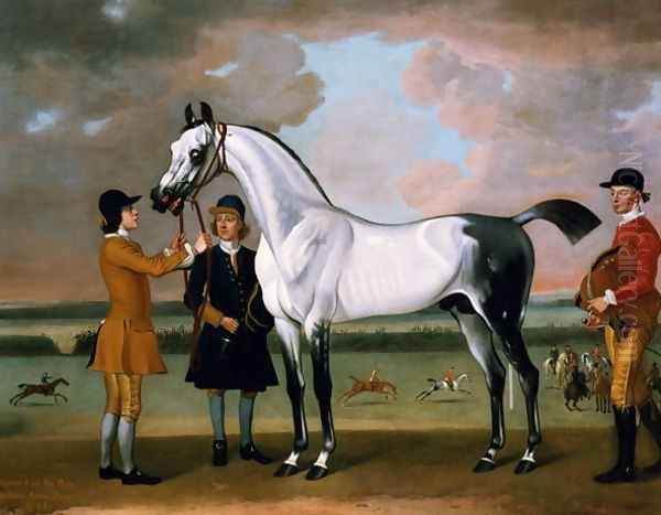 The Duke of Boltons Starling with a jockey and groom at Newmarket, 1734 Oil Painting by Thomas Spencer