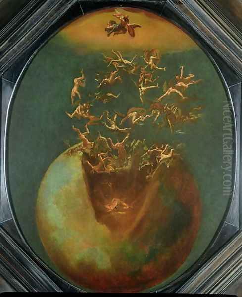 Fall of Satan and the Rebel Angels from Heaven Oil Painting by Jakob Isaaksz Swanenburgh