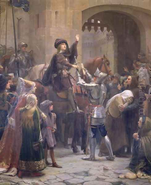 Joan of Arc 1412-31 Leaving Vaucouleurs, 23rd February 1429 Oil Painting by Jean-Jacques Scherrer