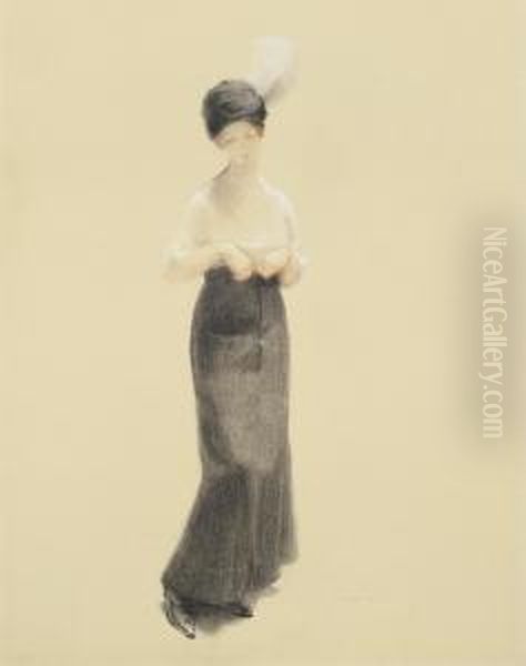 Elegante Oil Painting by Theophile Alexandre Steinlen