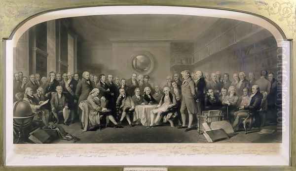 Eminent Men of Science, 1807-08, Assembled in the Library of the Royal Institution, 4th June 1862 Oil Painting by F & Walker, William Skill