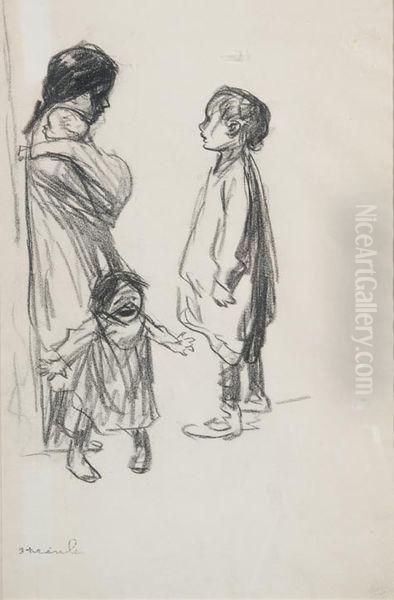 Enfants Des Rues Oil Painting by Theophile Alexandre Steinlen