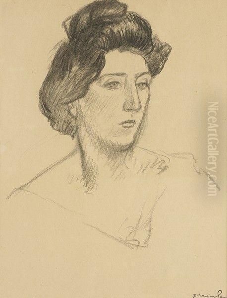 Portrait De Femme Oil Painting by Theophile Alexandre Steinlen