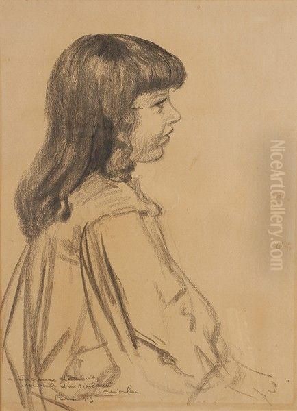 Portrait De Fillette Oil Painting by Theophile Alexandre Steinlen