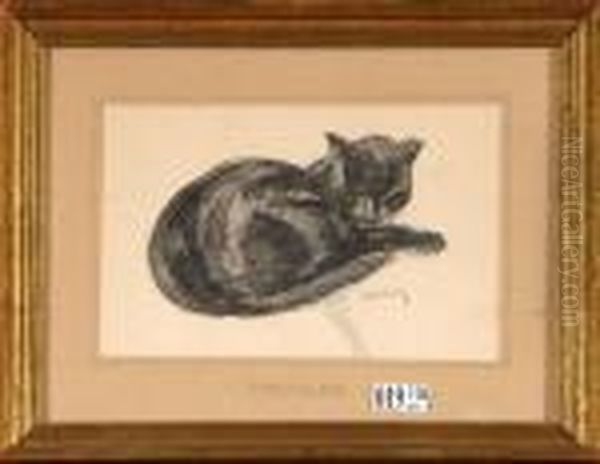 Chat Endormi Oil Painting by Theophile Alexandre Steinlen