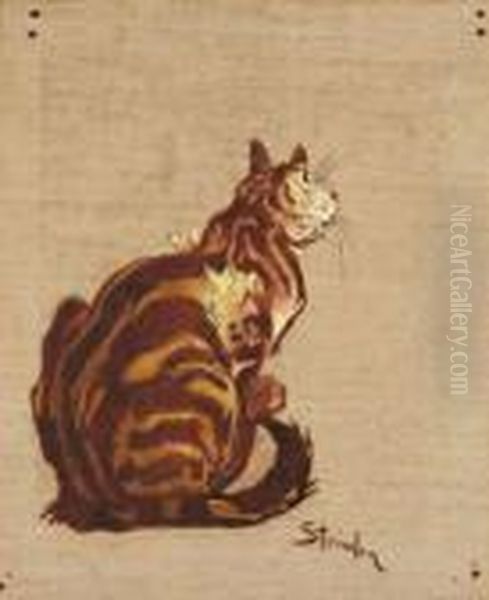 Chat Oil Painting by Theophile Alexandre Steinlen