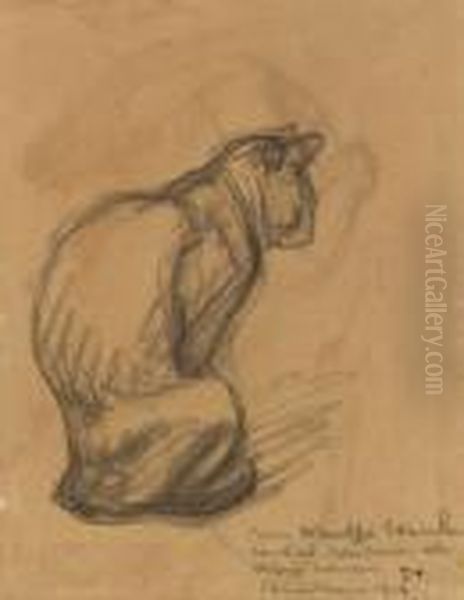 Chat Assise Oil Painting by Theophile Alexandre Steinlen