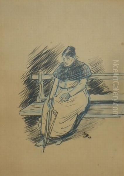 Woman Waiting Oil Painting by Theophile Alexandre Steinlen