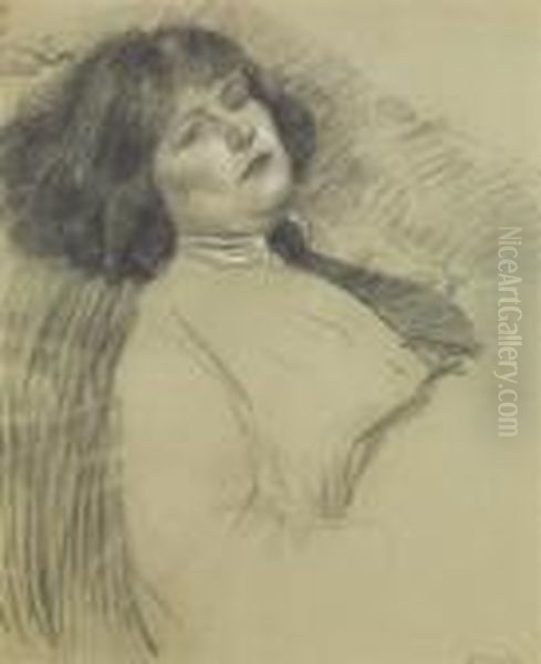 Portrait De La Fille De L'artiste Oil Painting by Theophile Alexandre Steinlen