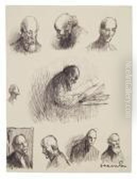 Studies Of A Figure Oil Painting by Theophile Alexandre Steinlen