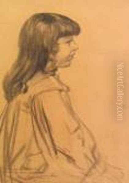 Portrait Of A Younggirl Oil Painting by Theophile Alexandre Steinlen