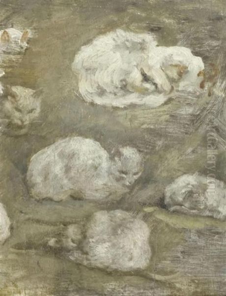 Study Of Cats. Oil Painting by Theophile Alexandre Steinlen