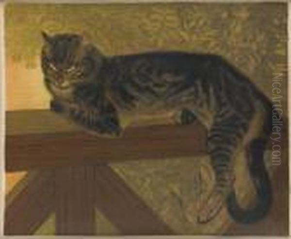 L'ete Chat Sur Une Balustrade Oil Painting by Theophile Alexandre Steinlen