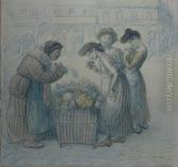 The Flower Seller Oil Painting by Theophile Alexandre Steinlen