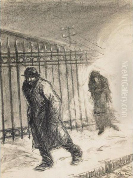 In The Suburbs Oil Painting by Theophile Alexandre Steinlen